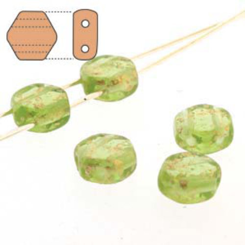 Honeycomb 6mm - HC0650230-94401 - Transparent Olivine Gold Splash - 30 Bead Strand