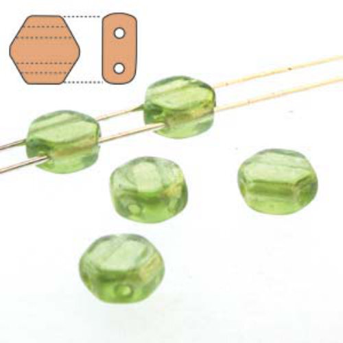 Honeycomb 6mm - HC0650230-14400 - Transparent Olivine Luster - 30 Bead Strand