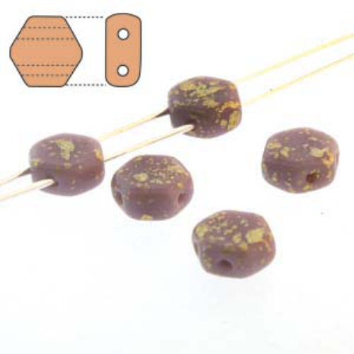 Honeycomb 6mm - HC0623020-94401 - Opaque Violet Gold Splash - 30 Bead Strand