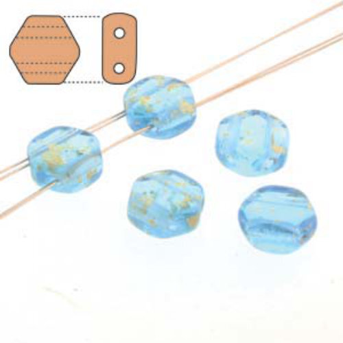 Honeycomb 6mm - HC0660020-94401 - Transparent Aqua Gold Splash - 30 Bead Strand