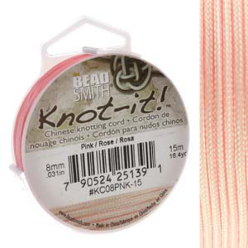 Chinese Knotting Cord Pink - 0.8mm - 15m - KC08PNK-15