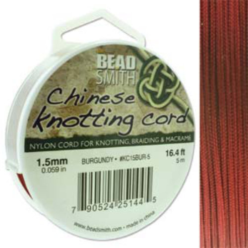 Chinese Knotting Cord Burgundy - 1.5mm - 5m - KC15BUR-5  (Discontinued)