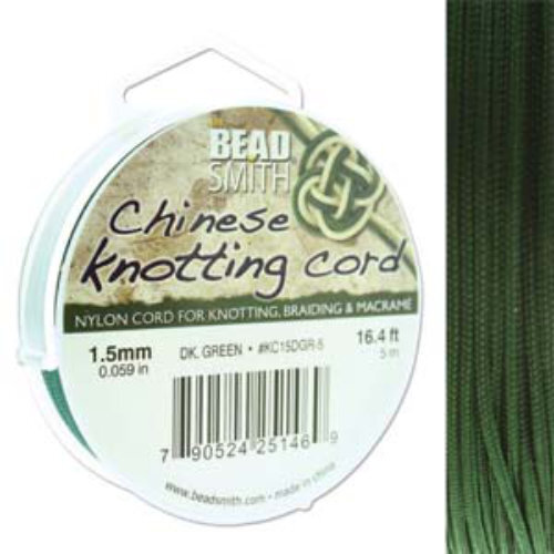 Chinese Knotting Cord Dark Green - 1.5mm - 5m - KC15DGR-5