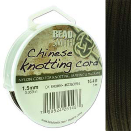 Chinese Knotting Cord Dark Brown - 1.5mm - 5m - KC15DBR-5