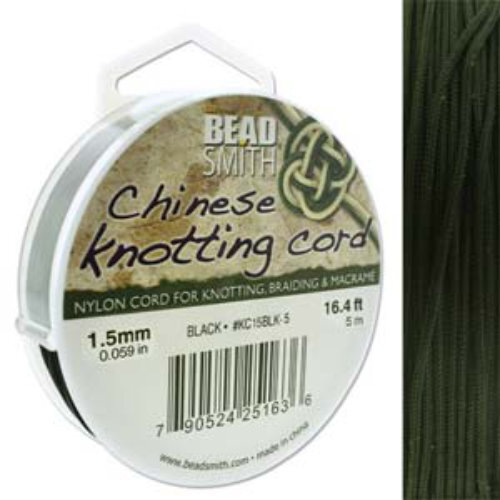 Chinese Knotting Cord Black - 1.5mm - 5m - KC15BLK-5
