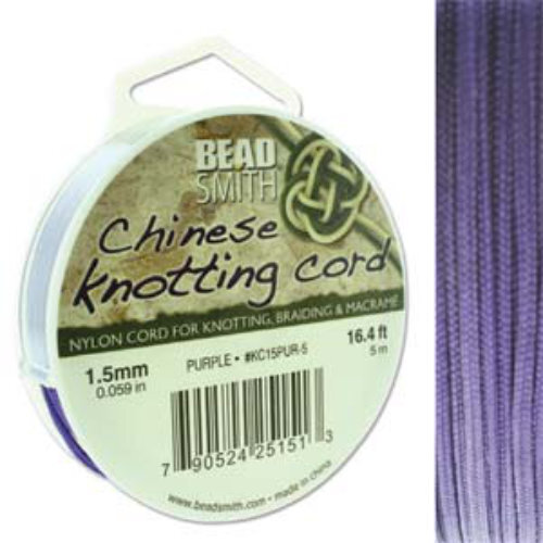 Chinese Knotting Cord Purple - 1.5mm - 5m - KC15PUR-5