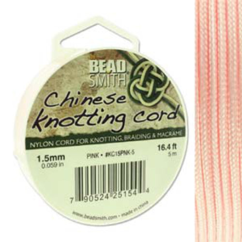 Chinese Knotting Cord Pink - 1.5mm - 5m - KC15PNK-5