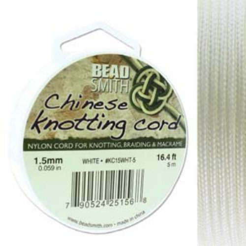 Chinese Knotting Cord White - 1.5mm - 5m - KC15WHT-5