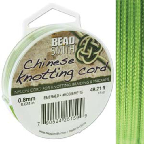 Chinese Knotting Cord Emerald - 0.8mm - 15m - KC08EME-15