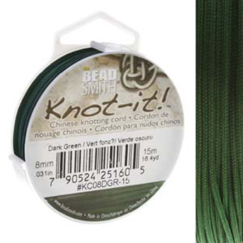 Chinese Knotting Cord Dark Green - 0.8mm - 15m - KC08DGR-15