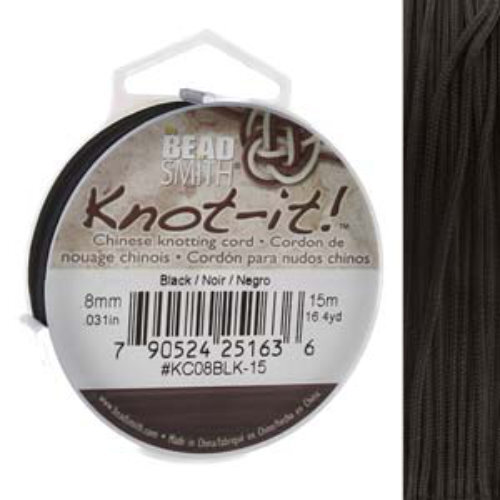 Chinese Knotting Cord Black - 0.8mm - 15m - KC08BLK-15