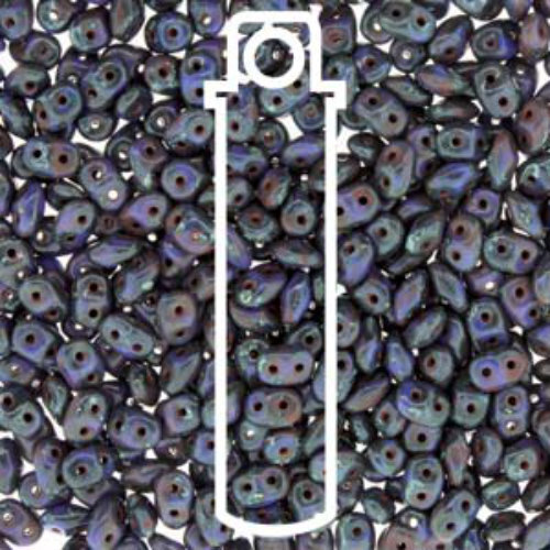 Super Duo 2.5mm x 5mm - DU0533050-86805 - Opaque Blue Dark Travertine - 22.5gm Tube