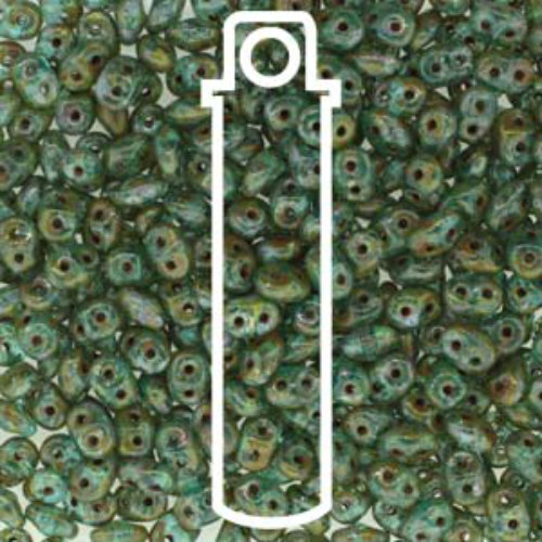 Super Duo 2.5mm x 5mm - DU0560020-86805 - Aqua Dark Travertine - 22.5gm Tube