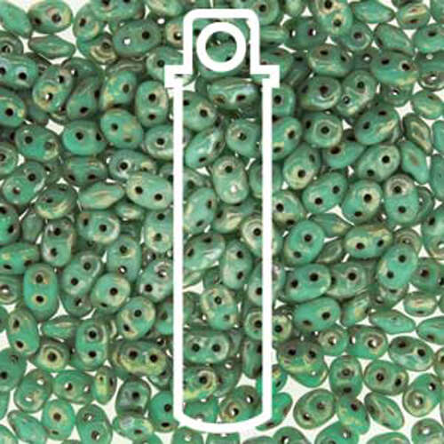 Super Duo 2.5mm x 5mm - DU0563130-43400 - Turquoise Green Picasso - 22.5gm Tube