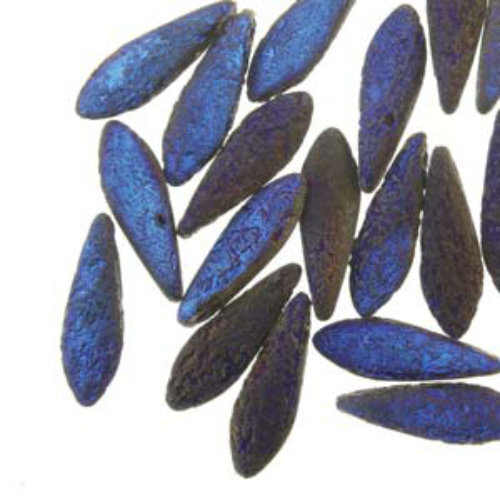 Dagger 5mm x 16mm Etch Jet Azuro 25 Bead Strand - DGR51623980-22283