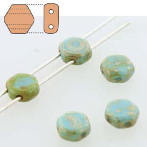 Honeycomb 6mm - HC0663030-43400 - Opaque Blue Turquoise Picasso - 30 Bead Strand