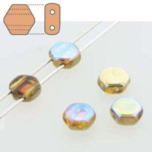 Honeycomb 6mm - HC0610060-98536 - Transparent Topaz Gold Rainbow - 30 Bead Strand
