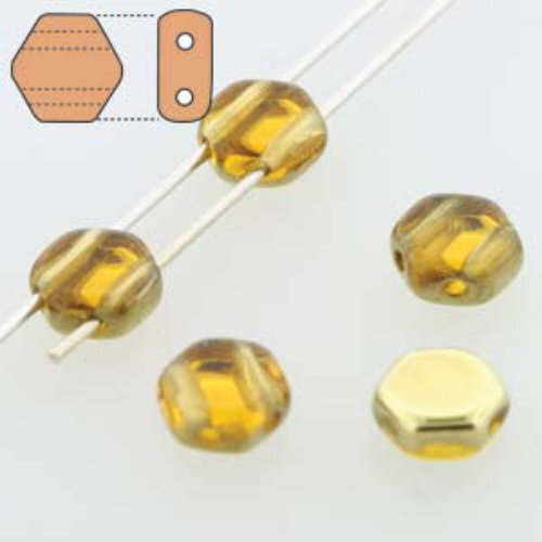 Honeycomb 6mm - HC0610060-26441 - Transparent Topaz Amber - 30 Bead Strand