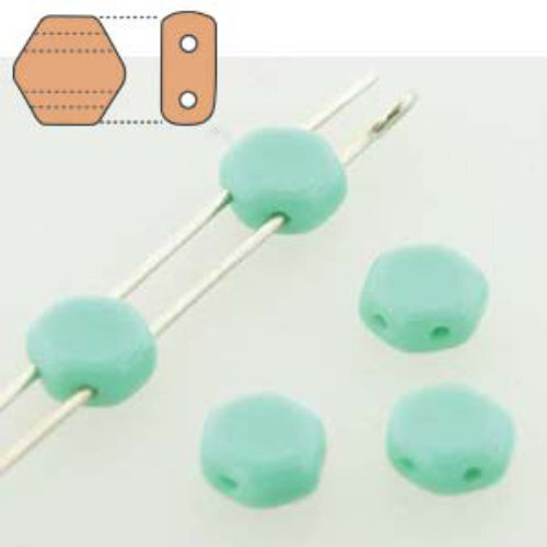 Honeycomb 6mm - HC0663120 - Opaque Green Turquoise - 30 Bead Strand
