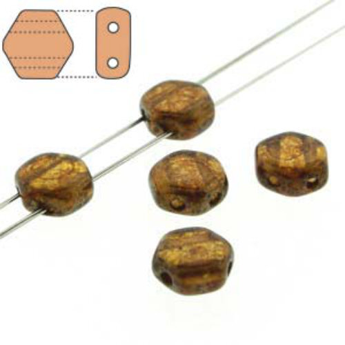 Honeycomb 6mm - HC0610060-15695 - Transparent Topaz Bronze Picasso - 30 Bead Strand