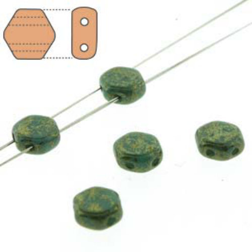 Honeycomb 6mm - HC0663120-15495 - Opaque Green Turquoise Luminous - 30 Bead Strand