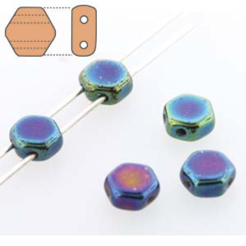 Honeycomb 6mm - HC0623980-21435 - Jet Blue Iris - 30 Bead Strand