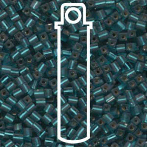 Miyuki 3mm (SB3) Square Bead - SB3-2425F - Matte Silver Lined Teal - 20gm Tube