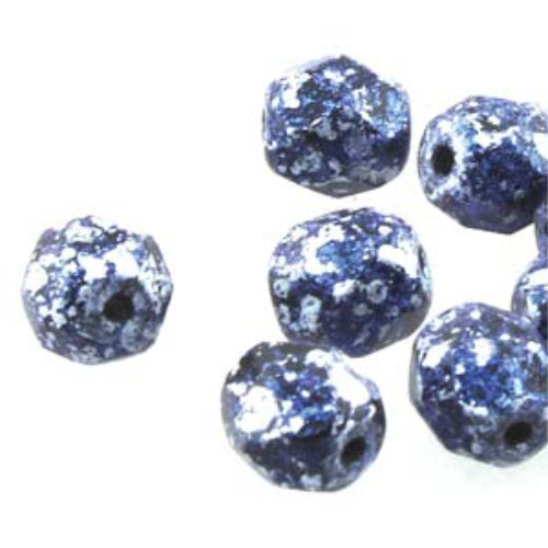 4mm Fire Polish Beads - Tweedy Blue 23980-45706 - 40 Bead Strand