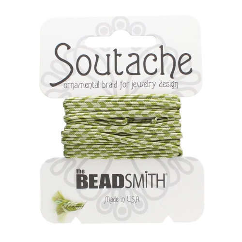 3mm Celery Ivory Stripe Rayon Soutache - ST1140 - 3 Yards