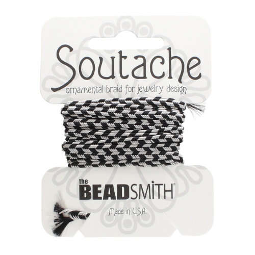 3mm Silver Grey Stripe Rayon Soutache - ST1230 - 3 Yards