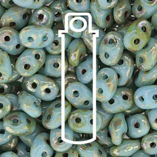 Super Duo 2.5mm x 5mm - DU0563030-43400 - Turquoise Blue Picasso - 22.5gm Tube