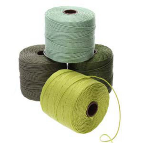 S-Lon Standard Twist Bead / Macrame Cord (TEX210) - Fresh Herbs Mix - Mint / Olivine / Lemon Grass / Olive - 77yd Spools - SLBC-MIX166