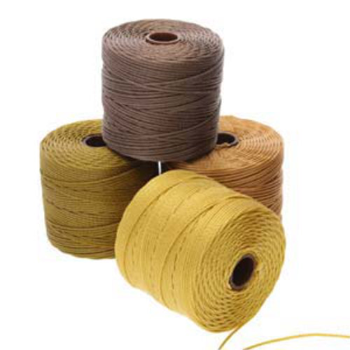 S-Lon Standard Twist Bead / Macrame Cord (TEX210) - Wheatfield Mix - Sienna / Dark Tan  / Light Maize / Golden Olive - 77yd Spools - SLBC-MIX168