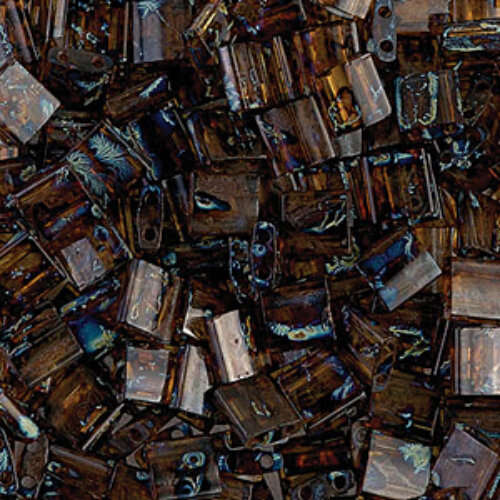 Miyuki Tila Bead - TL4502 - Transparent Picasso Dark Amber - 50gm Bag