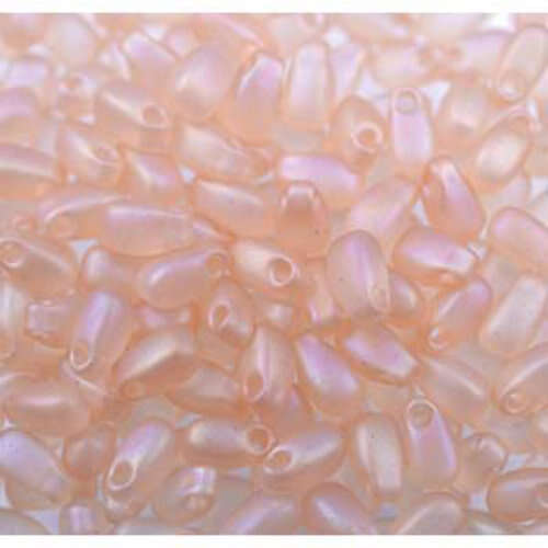 Miyuki 3mm x 5.5mm Long Drop Bead - LDP-2132F - Frosted Transparent Light Peach AB - 250gm Bag