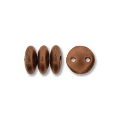 CzechMates 2 Hole Lentil 6mm - Matte Metallic Copper - 00030-01770 - 50 Bead Strand