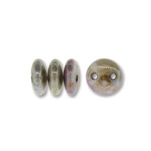 CzechMates 2 Hole Lentil 6mm - Opaque Green Luster - 02010-14457 - 50 Bead Strand