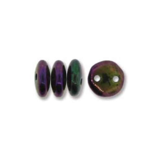CzechMates 2 Hole Lentil 6mm - Iris Purple - 23980-21495 - 50 Bead Strand