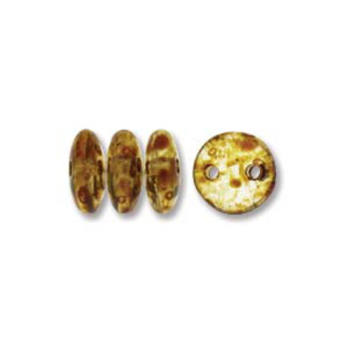 CzechMates 2 Hole Lentil 6mm - Crystal Picasso - 00030-86800 - 50 Bead Strand