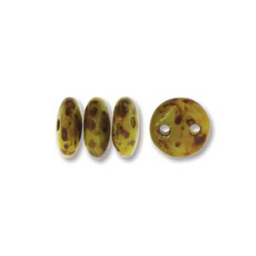 CzechMates 2 Hole Lentil 6mm - Chartreuse Picasso - 84020-86800 - 50 Bead Strand