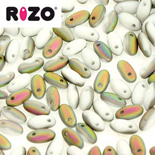 Rizo 2.5mm x 6mm - RZ256-03000-28171 - Matte Chalk White Vitrail - 100gm Bag