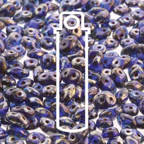 Super Duo 2.5mm x 5mm - DU0530090-43400 - Transparent Cobalt Picasso - 22.5gm Tube