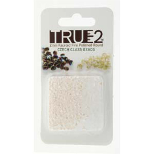 2mm Fire Polish Beads - Pastel White 25001 - 2gm Pack
