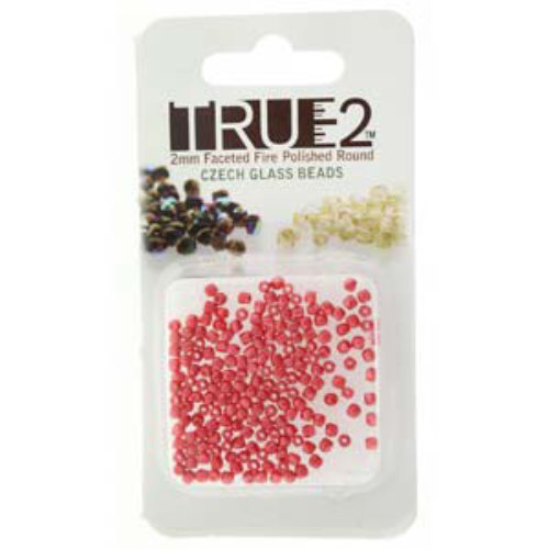 2mm Fire Polish Beads - Pastel Dark Coral 25010 - 2gm Pack