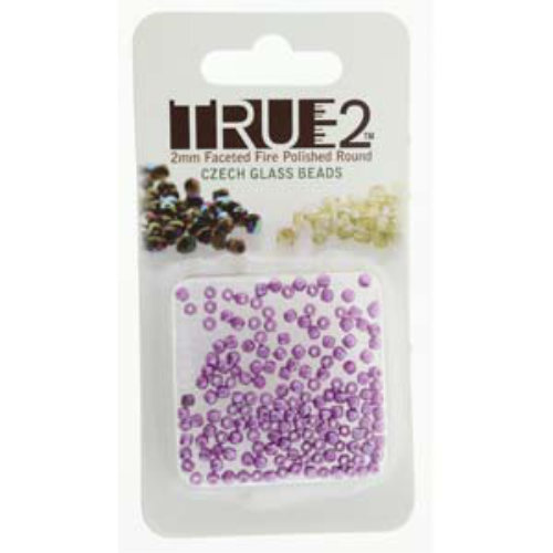 2mm Fire Polish Beads - Pastel Lilac 25012 - 2gm Pack