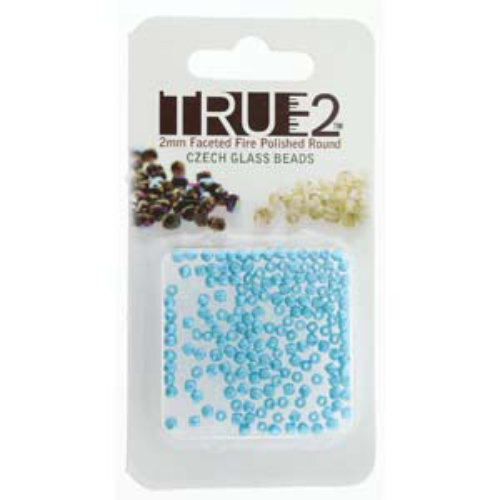 2mm Fire Polish Beads - Pastel Aqua 25019 - 2gm Pack