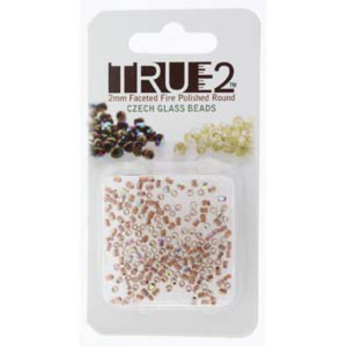 2mm Fire Polish Beads - Crystal Copper Lined AB 00030-68505 - 2gm Pack