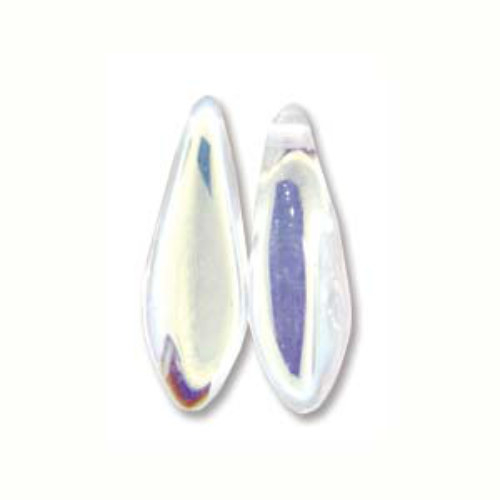 Dagger 5mm x 16mm Crystal AB 25 Bead Strand - DGR51600030-AB