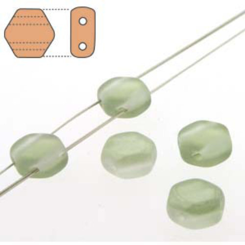 Honeycomb 6mm - HC0600030-14257M - Matte Green Crystal Luster - 30 Bead Strand