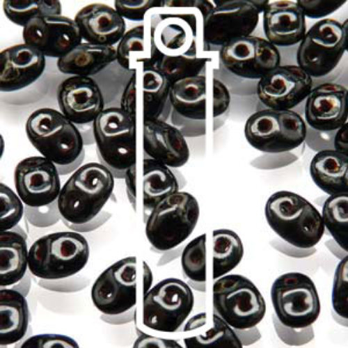 Super Duo 2.5mm x 5mm - DU0523980-86805 - Jet Dark Travertine - 22.5gm Tube